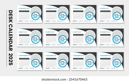 Desk calendar template design 2025