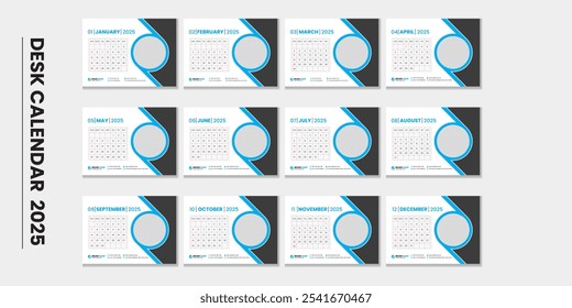 Desk calendar template design 2025