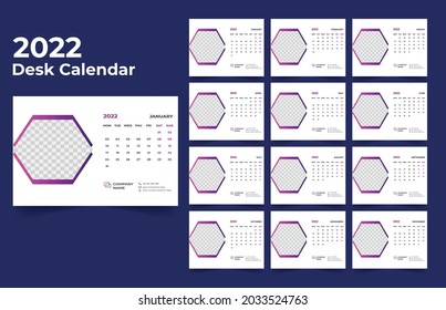 Schreibtisch Kalender Vorlage.Der Wochenmontag am Sonntag. Set mit 12 Monaten