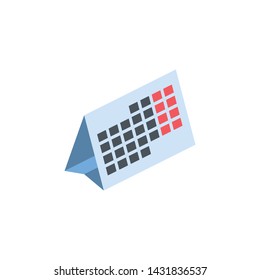 Desk calendar vector 3d isometric color icon new flat style. Creative illustration, idea for infographics.