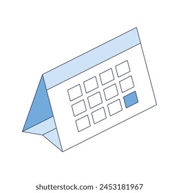 Desk calendar. Vector 3d line isometric, color web icons, new flat style. Creative design idea for infographics.