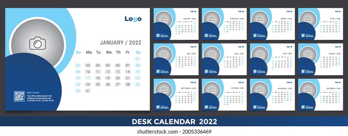 Desk Calendars ideas for 2022-2023, Calendar 2022 planner corporate template design set. Week starts on Monday. template for annual calendar 2022