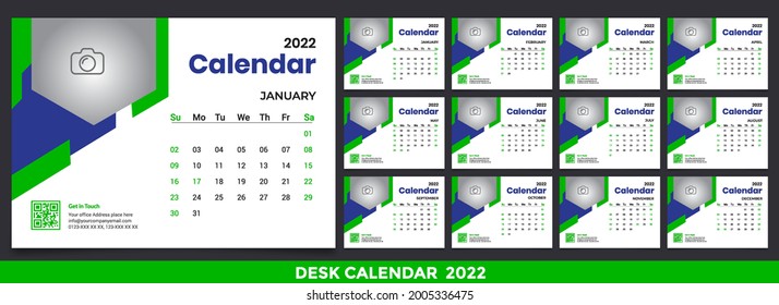 Desk Calendars ideas for 2022-2023, Calendar 2022 planner corporate template design set. Week starts on Monday. template for annual calendar 2022