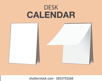 Desk calendars open and standing vector mock up