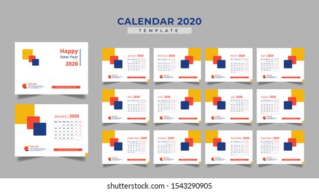Desk Calender 2020 Template Design
