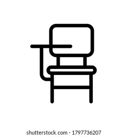 Desk Chair (Back To School) Icon Outline Vector. Isolated On White Background