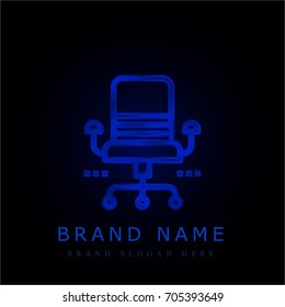 Desk chair blue chromium metallic logo