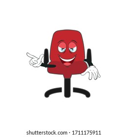 desk chair cartoon character design with expression . mascot character design