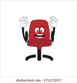 desk chair cartoon character design with expression . mascot character design
