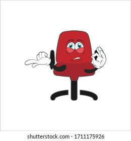desk chair cartoon character design with expression . mascot character design