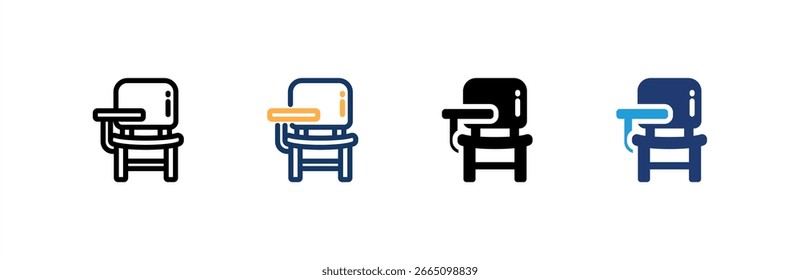 Conjunto de iconos de silla de escritorio colección de estilo múltiple. Ilustración vectorial.