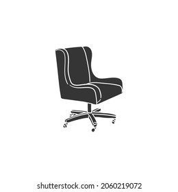 Desk Chair Icon Silhouette Illustration. Office Furniture Vector Graphic Pictogram Symbol Clip Art. Doodle Sketch Black Sign.