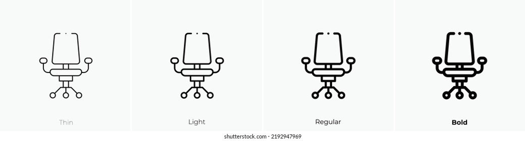 desk chair icon. Thin, Light Regular And Bold style design isolated on white background