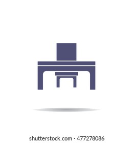 Desk and chair Icon Vector