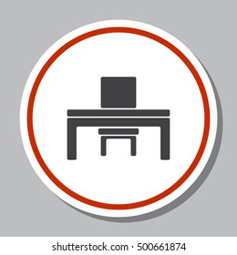 Desk and chair Icon Vector