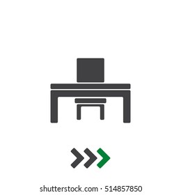 Desk and chair Icon Vector flat design style