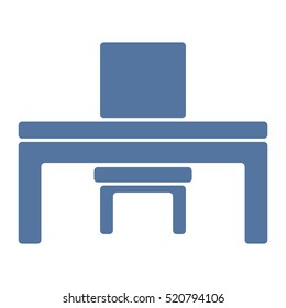 Desk and chair Icon Vector flat design style
