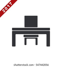 Desk and chair Icon Vector flat design style