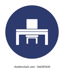 Desk and chair Icon Vector flat design style