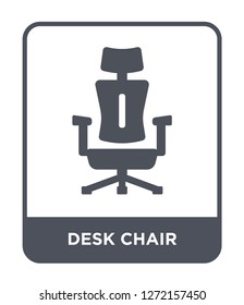 desk chair icon vector on white background, desk chair trendy filled icons from Furniture and household collection, desk chair simple element illustration