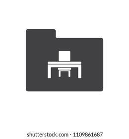 Desk and chair icon vector for web design in a flat style