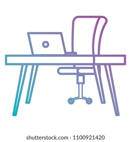 desk and chair with laptop office scene