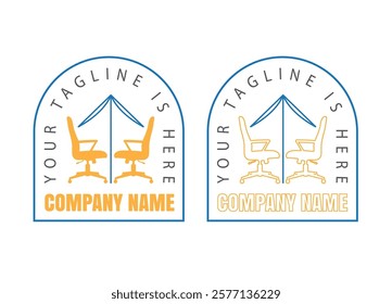 Desk Chair logo, minimalist logo outline vector design template
