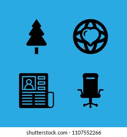 desk chair, newspaper, world peace and tree icons vector in sample icon set for web and graphic design