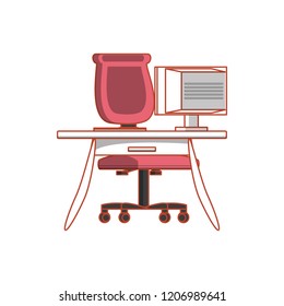 desk with chair office and computer