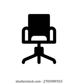 Desk chair. Outlined stroke vector icon with black-filled details.