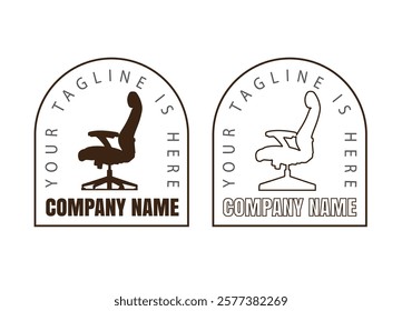 Desk chair silhouette logo vector illustration on white background design template