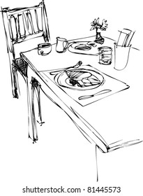 desk chair at the table breakfast