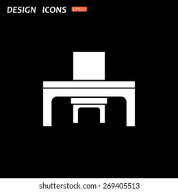 desk and chair, a table in the office. icon. vector design