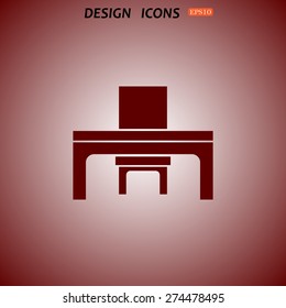 desk and chair, a table in the office. icon. vector design