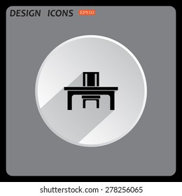desk and chair, a table in the office. icon. vector design