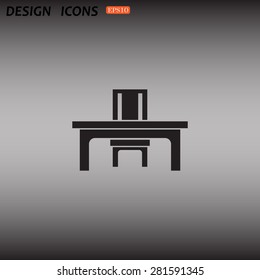 desk and chair, a table in the office. icon. vector design