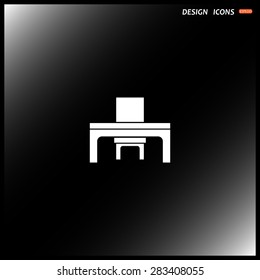 desk and chair, a table in the office. icon. vector design
