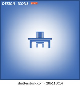 desk and chair, a table in the office. icon. vector design