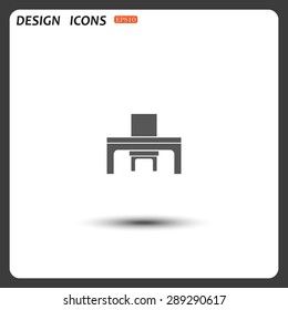 desk and chair, a table in the office. icon. vector design