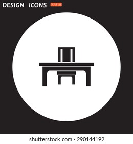 desk and chair, a table in the office. icon. vector design