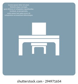 desk and chair, a table in the office. icon. vector design