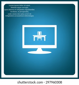 desk and chair, a table in the office. icon. vector design