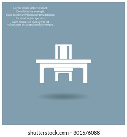 desk and chair, a table in the office. icon. vector design