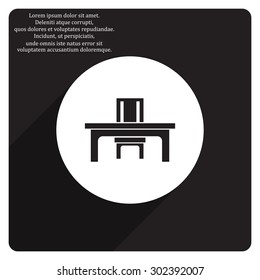 desk and chair, a table in the office. icon. vector design
