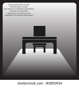 desk and chair, a table in the office. icon. vector design