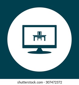 desk and chair, a table in the office. icon. vector design