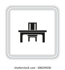 desk and chair, a table in the office. icon. vector design