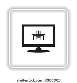 desk and chair, a table in the office. icon. vector design