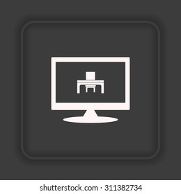 desk and chair, a table in the office. icon. vector design