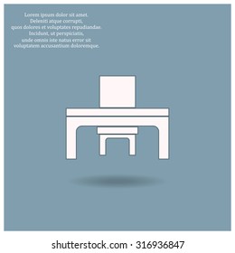 desk and chair, a table in the office. icon. vector design